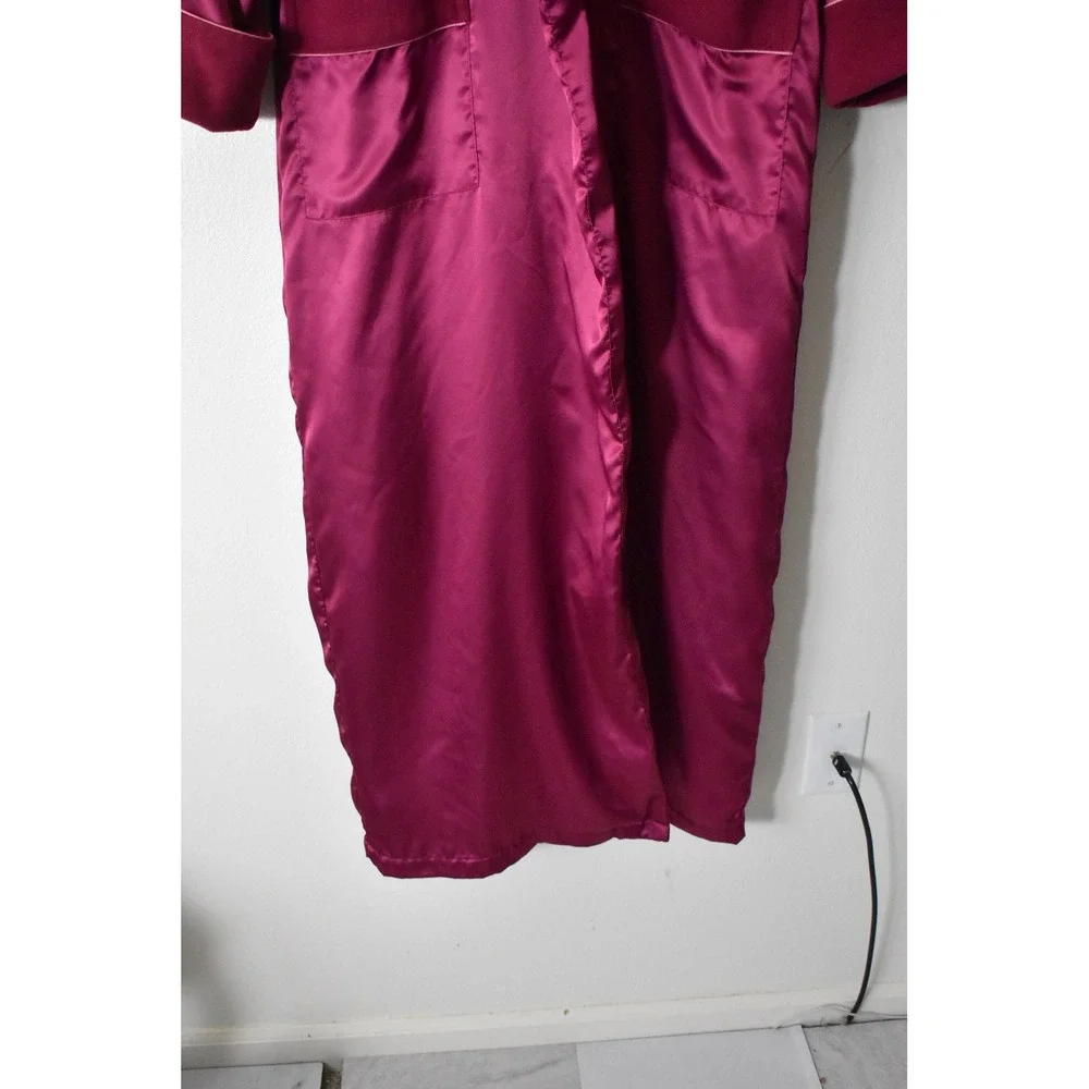 Victoria's Secret Robe Womens XS/S Magenta Pink Y2K Satin‎ Fleece Lined Long